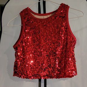Red Sequin Sleeveless Top